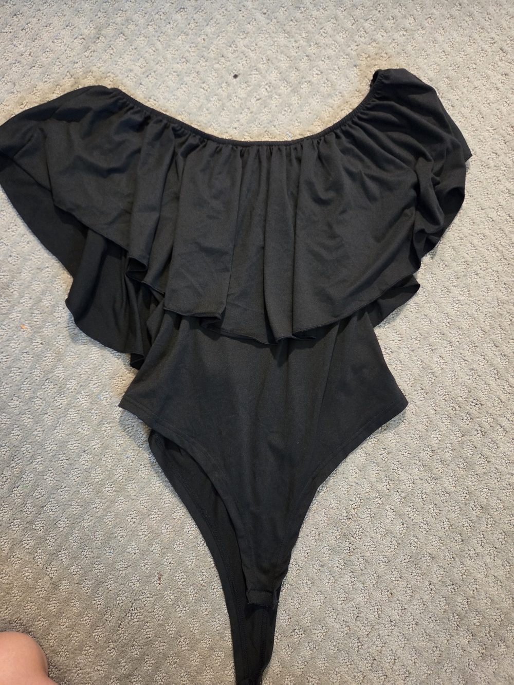 SHEIN Black Off-Shoulder Ruffle Bodysuit